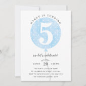 Cute Modern Blue Balloon Elegant Boy Birthday Kaart (Voorkant)