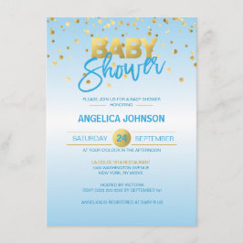 Cute Modern Blue Confetti BOY Baby shower Kaart