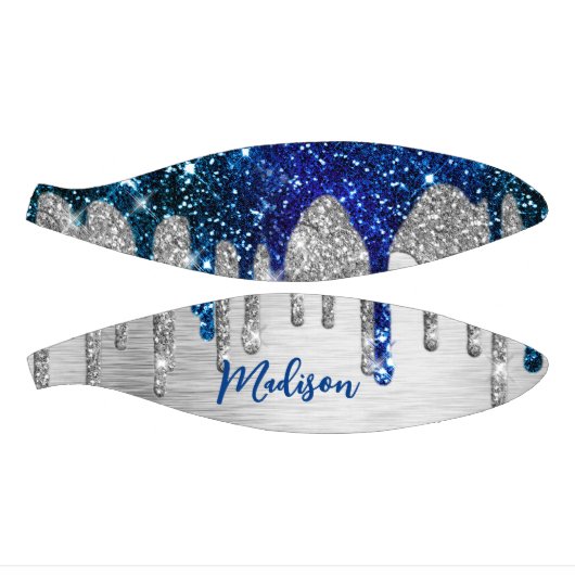 Cute modern Blue Glitter Driemonogram Basketbal (Panelen)