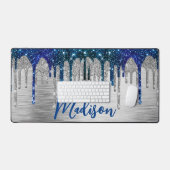 Cute modern Blue Glitter Driemonogram Bureaumat (Keyboard & Muis)