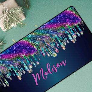 Cute modern Blue Glitter Driemonogram Bureaumat