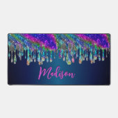 Cute modern Blue Glitter Driemonogram Bureaumat (Voorkant)