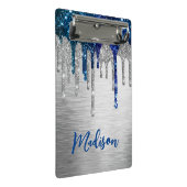 Cute modern Blue Glitter Driemonogram Mini Klembord (Schuin)