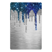 Cute modern Blue Glitter Driemonogram Mini Klembord (Achterkant)