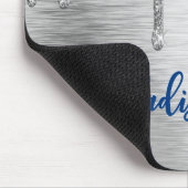 Cute modern Blue Glitter Driemonogram Muismat (Hoek)