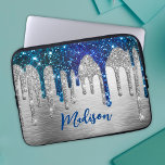 Cute modern Blue Glitter Drift monograM Laptop Sleeve<br><div class="desc">Maak weer plezier met deze Cute-laptop met een persoonlijk tintje. Het is ontworpen met elegante, bruine turquoise glitterdruppels. Om het extra speciaal te maken, wordt het ook monogrammed en gepersonaliseerd met naam of tekst zoals u wenst. Klik de "pas verder"verbinding aan en gebruik het ontwerphulpmiddel om het ontwerp te wijzigen...</div>