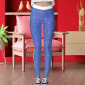 Cute Modern Blue Glitter Sparkles White Stripes Leggings