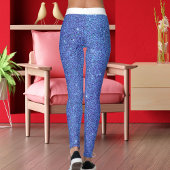 Cute Modern Blue Glitter Sparkles White Stripes Leggings