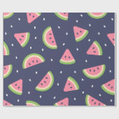 Cute Modern Blue Green Birthday Watermeloen Fruit Cadeaupapier (Vlak)