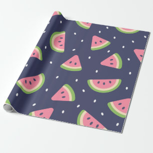 Cute Modern Blue Green Birthday Watermeloen Fruit Cadeaupapier