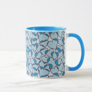 Cute Modern Blue Hearts-patroon Mok