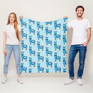 Cute Modern Blue Llama Pattern Fleece Deken