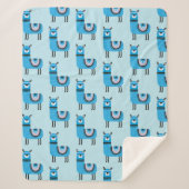 Cute Modern Blue Llama Pattern Sherpa Deken (Voorkant)