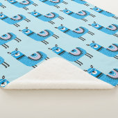 Cute Modern Blue Llama Pattern Sherpa Deken (3/4)