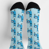 Cute Modern Blue Llama Pattern Sokken (Top)