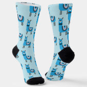 Cute Modern Blue Llama Pattern Sokken (Gebogen)