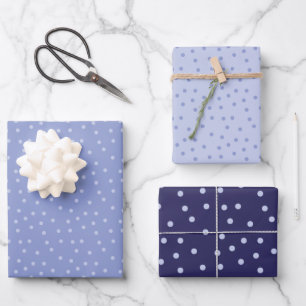 Cute Modern Blue Stippen Pattern Inpakpapier Vel