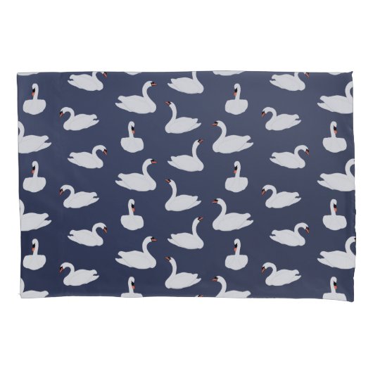 Cute Modern Blue Swan Pattern Pillowcase Kussensloop (Voorkant)