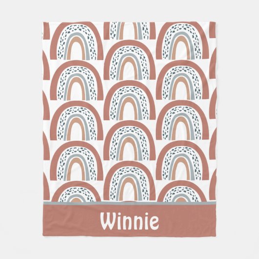 Cute Modern Boho Neutral Rainbow Fleece Blanket (Voorkant)