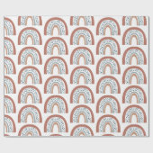 Cute Modern Boho Neutral Rainbow Wrapping Paper Cadeaupapier (Vlak)