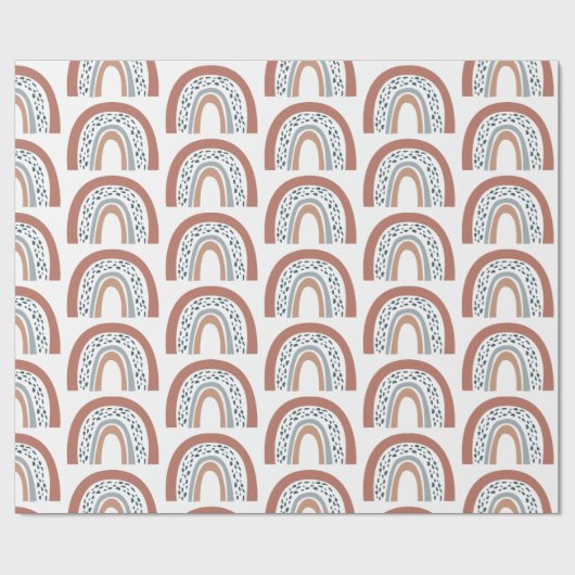 Cute Modern Boho Neutral Rainbow Wrapping Paper Cadeaupapier (Vlak)