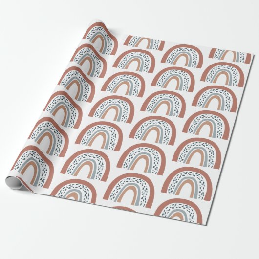 Cute Modern Boho Neutral Rainbow Wrapping Paper Cadeaupapier (Uitgerold)