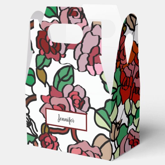 Cute Modern Bright Red Flowers Bedankdoosjes (Geopend)