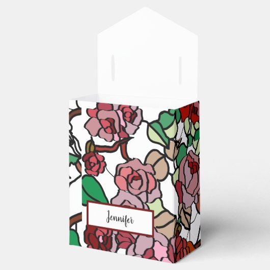 Cute Modern Bright Red Flowers Bedankdoosjes (Geopend)