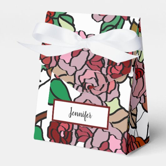 Cute Modern Bright Red Flowers Bedankdoosjes (Voorkant Zijde)