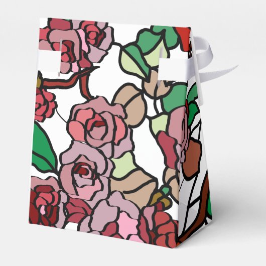 Cute Modern Bright Red Flowers Bedankdoosjes (Achterkant)