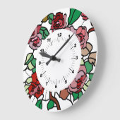 Cute Modern Bright Red Flowers Grote Klok (Hoek)