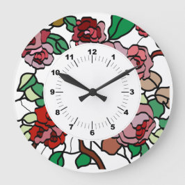 Cute Modern Bright Red Flowers Grote Klok