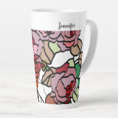 Cute Modern Bright Red Flowers Latte Mok (Rechterhoek)