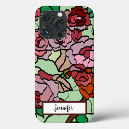 Cute Modern Bright Red Flowers Mint Case-Mate iPhone Case