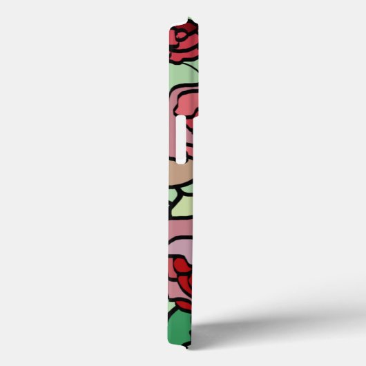 Cute Modern Bright Red Flowers Mint Case-Mate iPhone Case (Achterkant / Rechts)