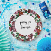 Cute Modern Bright Red Flowers Papieren Bordje (Feest)