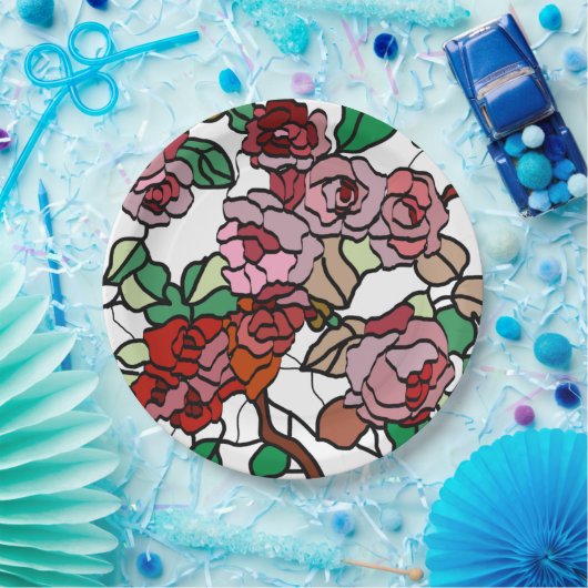 Cute Modern Bright Red Flowers Papieren Bordje (Feest)