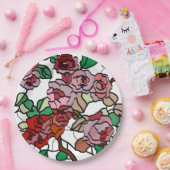 Cute Modern Bright Red Flowers Papieren Bordje (Feest)