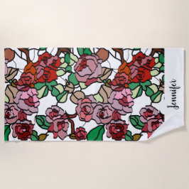 Cute Modern Bright Red Flowers Strandlaken