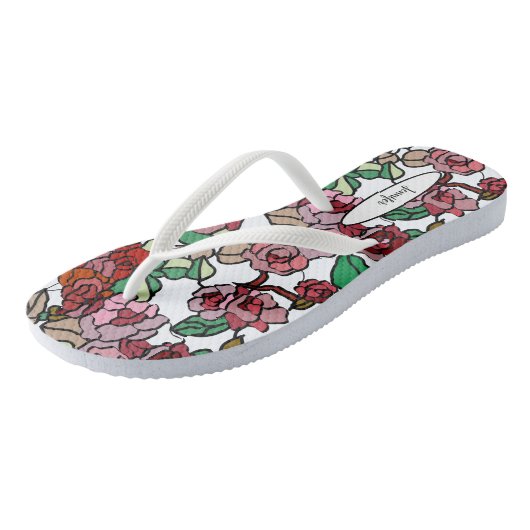 Cute Modern Bright Red Flowers Teenslippers (Schuin)