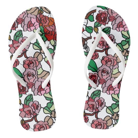 Cute Modern Bright Red Flowers Teenslippers (Voetbed)