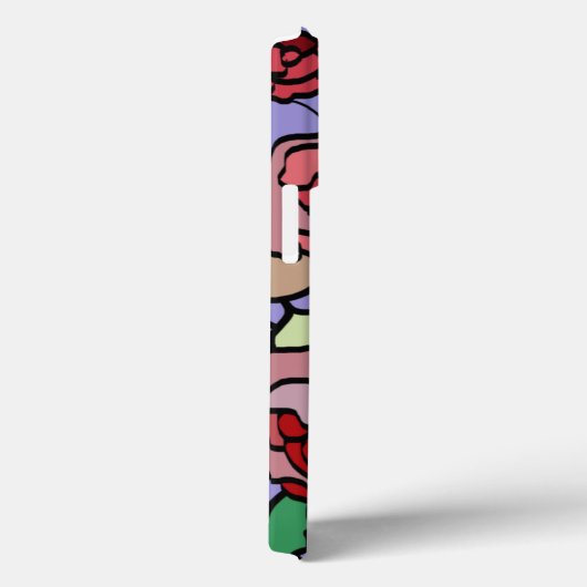 Cute Modern Bright Red Flowers Violet Case-Mate iPhone Case (Achterkant / Rechts)