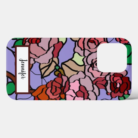 Cute Modern Bright Red Flowers Violet Case-Mate iPhone Case (Achterkant (horizontaal))