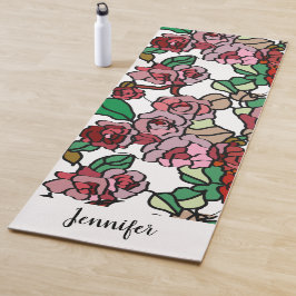 Cute Modern Bright Red Flowers Yogamat