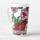 Cute Modern Bright Red Roze Flowers Latte Mok (Linkerhoek)