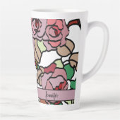 Cute Modern Bright Red Roze Flowers Latte Mok (Rechts)