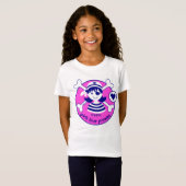Cute Modern Bright Roze Girl Pirate Design T-shirt (Voorkant volledig)