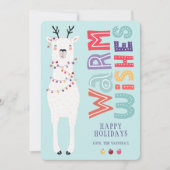 Cute Modern Cartoon Kerstmis Llama String Lights Feestdagenkaart (Voorkant)