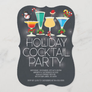 Cute Modern Chalkboard Holiday Cocktail Party Kaart