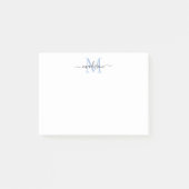 Cute Modern Chic Girly Script Monogram Dusty Blue Post-it® Notes (Voorkant)